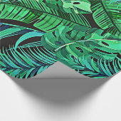 Blauwe en groene veren en tropische bladeren cadeaupapier (Hoek)