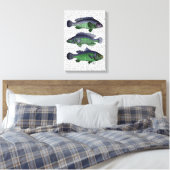 Blauwe en groene vistrio canvas afdruk (Insitu (Slaapkamer))