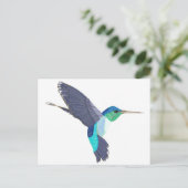 Blauwe en groene vogel briefkaart (Staand voorkant)