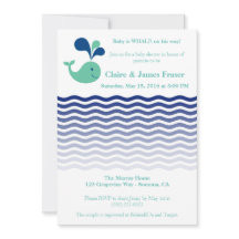 Blauwe en groene walvis Baby shower