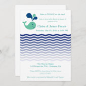 Blauwe en groene walvis Baby shower Kaart (Voorkant / Achterkant)