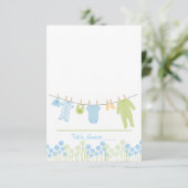 Blauwe en groene waslijn Baby shower Escort Kaart (Staand voorkant)