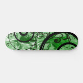 Blauwe en groene wervelingen Grunge Floral Skateboard (Horizontaal)
