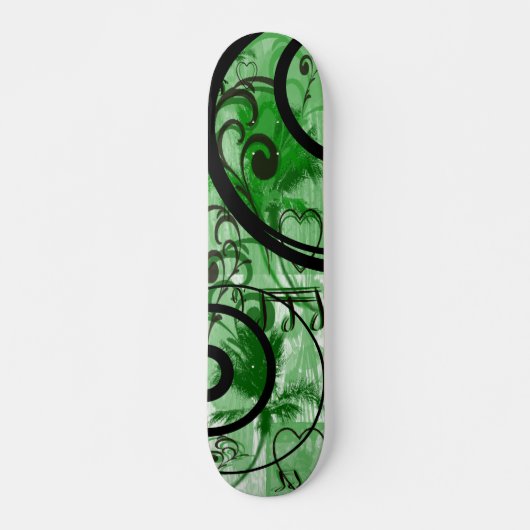 Blauwe en groene wervelingen Grunge Floral Skateboard (Voorkant)