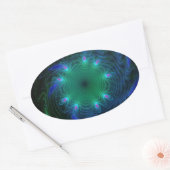 Blauwe en groene wervelingen ovale sticker (Envelop)