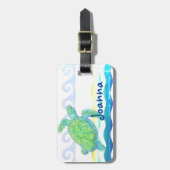 Blauwe en groene Zee Bagagelabel (Voorkant verticaal)