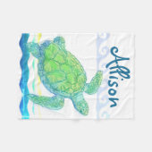 Blauwe en groene Zee Fleece Deken (Voorkant (Horizontaal))