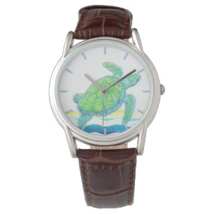 Blauwe en groene Zee Horloge