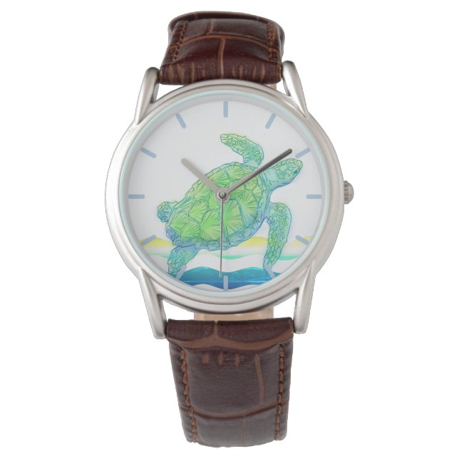 Blauwe en groene Zee Horloge (Voorkant)