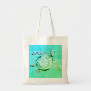 Blauwe en groene Zee schildpad Tote Bag