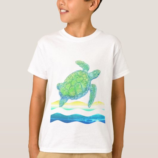 Blauwe en groene Zee T-shirt (Voorkant)