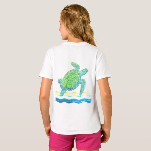 Blauwe en groene Zee T-shirt (Achterkant volledig)