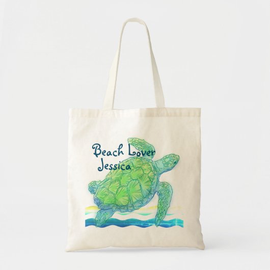 Blauwe en groene Zee Tote Bag (Voorkant)