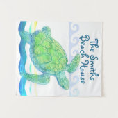 Blauwe en groene Zee Wandkleed (Voorkant (horizontaal))