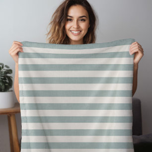 Blauwe en ivoren strepen Moderne boerderij groot Fleece Deken