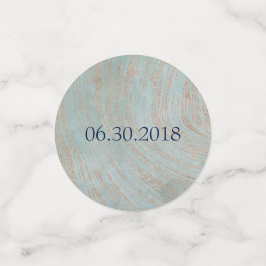 Blauwe en koperblaasjes Vrijgezellenfeest Confetti (Kleine voorkant)