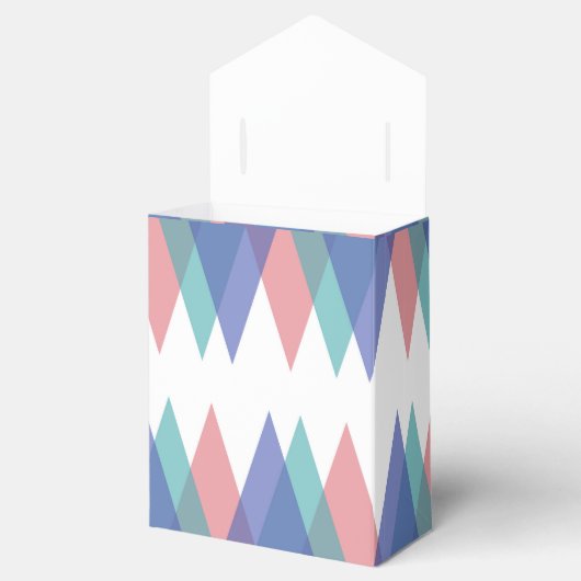Blauwe en koraaldriehoeken bedankdoosjes (Geopend)