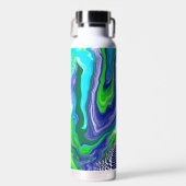 Blauwe en langgroene digitale roze verf marmer waterfles (Voorkant)