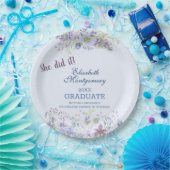 Blauwe en lavender Floral Graduation Party Papieren Bordje (Feest)