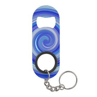 Blauwe en lichtblauwe spiraal mini flessenopener