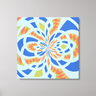 Blauwe en Oranje Abstracte mozaïekkunst Canvas Afdruk