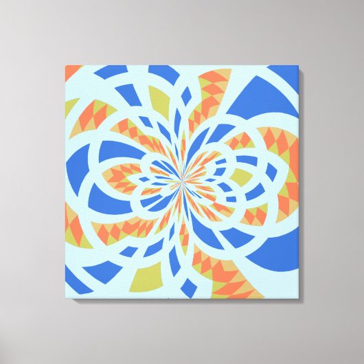 Blauwe en Oranje Abstracte mozaïekkunst Canvas Afdruk (Voorkant)