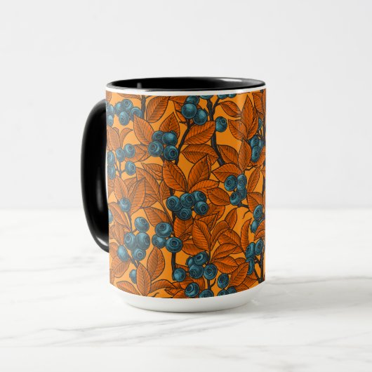 Blauwe en oranje bosbessen mok (Voorkant links)