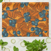 Blauwe en oranje bosbessen theedoek (Gevouwen)