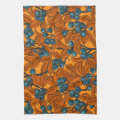 Blauwe en oranje bosbessen theedoek (Verticaal)