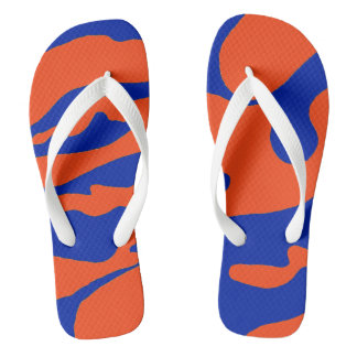 Blauwe en Oranje Camo-Teenslippers Teenslippers