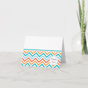 Blauwe en Oranje Chevron bedankkaart
