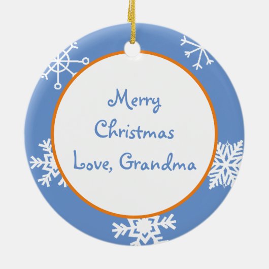 Blauwe en Oranje kerst Keramisch Ornament (Achterkant)