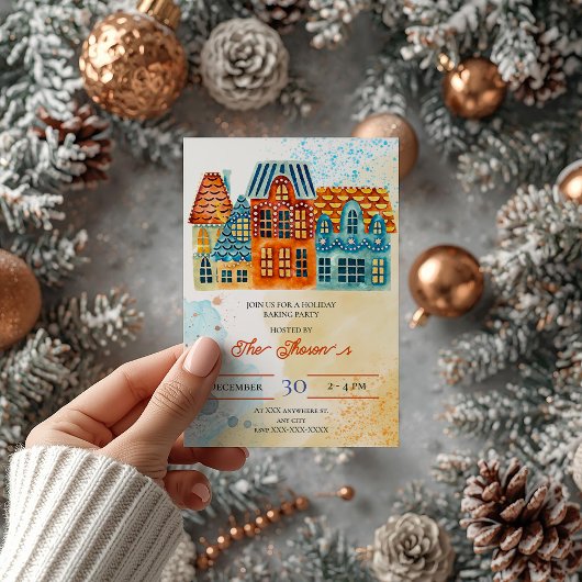 Blauwe en Oranje kerstfeestdag Kaart