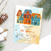 Blauwe en Oranje kerstfeestdag Kaart
