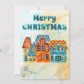 Blauwe en Oranje kerstfeestdag Kaart (Achterkant)