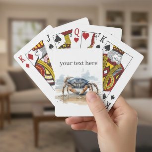 blauwe en oranje krab die op het strand loopt pokerkaarten