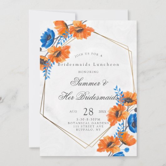 Blauwe en Oranje papavermazen Kaart (Voorkant)