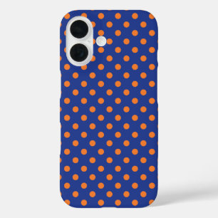 Blauwe en Oranje pokadots iPhone 16 Hoesje