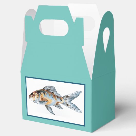 Blauwe en Oranje Shubunkin Goldfish Fine Art Bedankdoosjes (Geopend)
