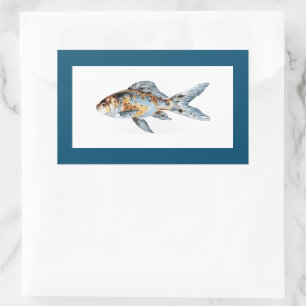 Blauwe en Oranje Shubunkin Goldfish Fine Art Rechthoekige Sticker