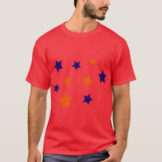 Blauwe en Oranje sterren T-shirt