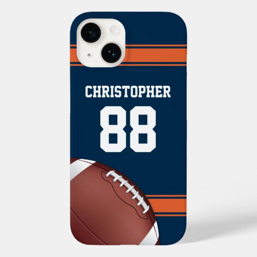 Blauwe en Oranje Stripes Jersey Rietijzer Football Case-Mate iPhone Case (Achterkant)