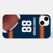 Blauwe en Oranje Stripes Jersey Rietijzer Football Case-Mate iPhone Case (Achterkant (horizontaal))