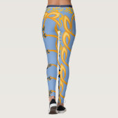 Blauwe en oranje tribale afdrukken leggings (Achterkant)