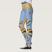 Blauwe en oranje tribale afdrukken leggings (Links)