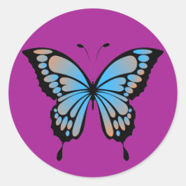 Blauwe en oranje vlinder sticker