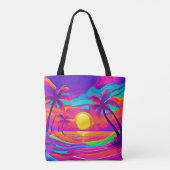 Blauwe en Oranje zonsondergang Draagtas (Achterkant)