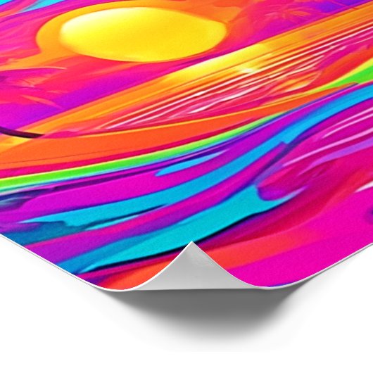 Blauwe en Oranje zonsondergang Poster (Hoek)