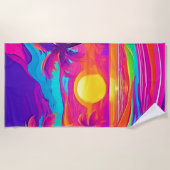 Blauwe en Oranje zonsondergang Strandlaken (Voorkant)