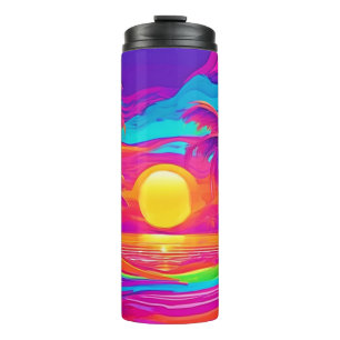 Blauwe en Oranje zonsondergang Thermosbeker